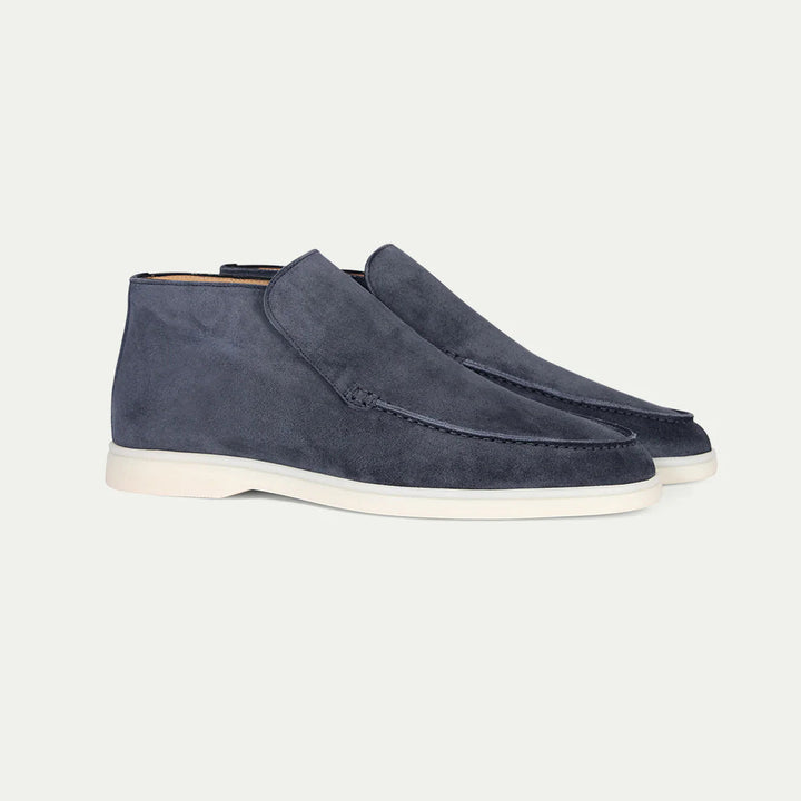 Men's slip-on moccasin loafers with stitched toe detail