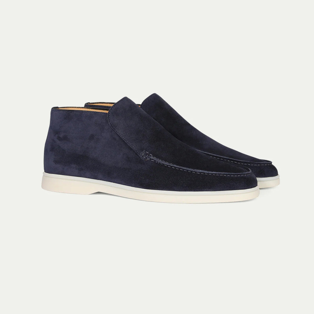 Men's slip-on moccasin loafers with stitched toe detail