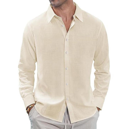 Men's slim fit long sleeve textured shirt with pointed collar