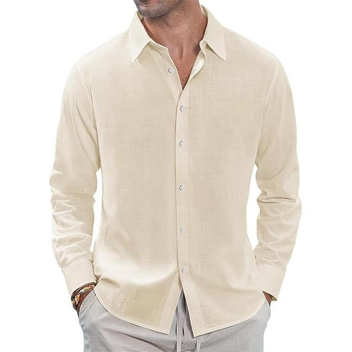 Men's slim fit long sleeve textured shirt with pointed collar