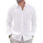 Men's slim fit long sleeve textured shirt with pointed collar
