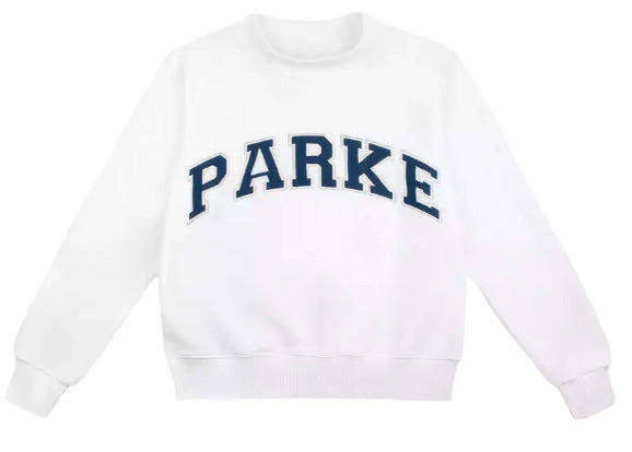 Women's oversized varsity sweatshirt with mock neck and front lettering