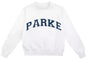 Women's oversized varsity sweatshirt with mock neck and front lettering