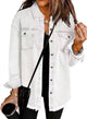 Women's longline denim jacket with collar chest pockets and frayed hem