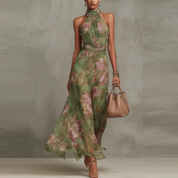 Women's Floral Sleeveless Maxi Dress — Lightweight Chiffon Print Summer Dress