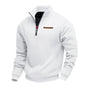 Men's quarter-zip sweater with mock neck and long sleeves