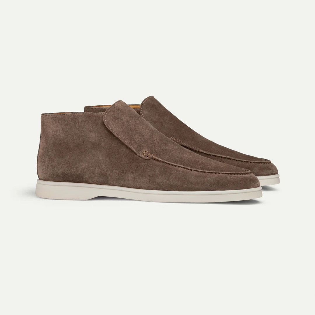 Men's slip-on moccasin loafers with stitched toe detail