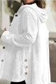 Women's hooded textured jacket with long sleeves and button front