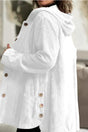Women's hooded textured jacket with long sleeves and button front