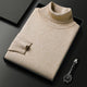 Men's plain turtleneck sweater with ribbed collar and cuffs