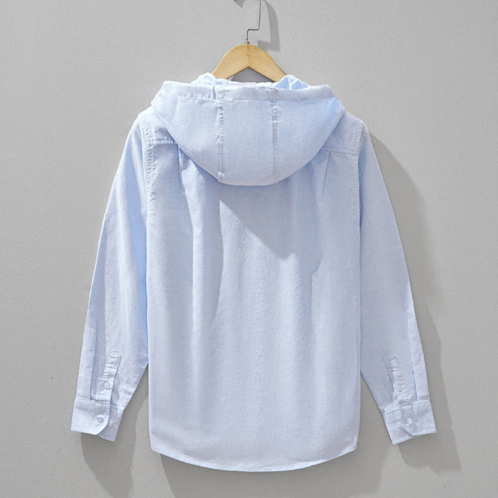 Men's hooded zip shirt jacket with chest pocket
