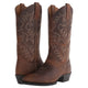 Tall embroidered western cowboy boots with pointed toes and low heels