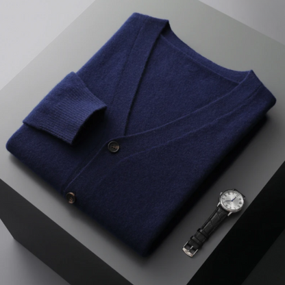 Men's V-neck button cardigan sweater
