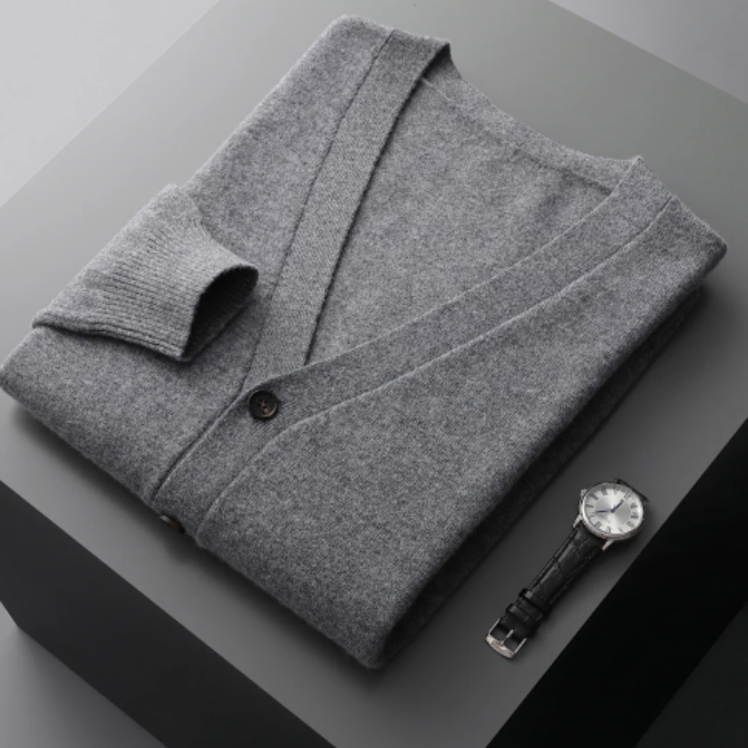 Men's V-neck button cardigan sweater
