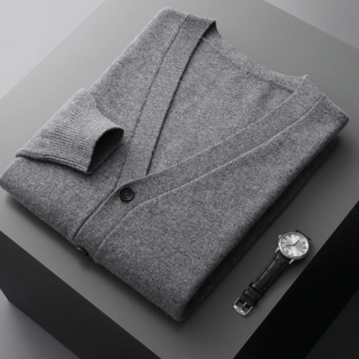 Men's V-neck button cardigan sweater