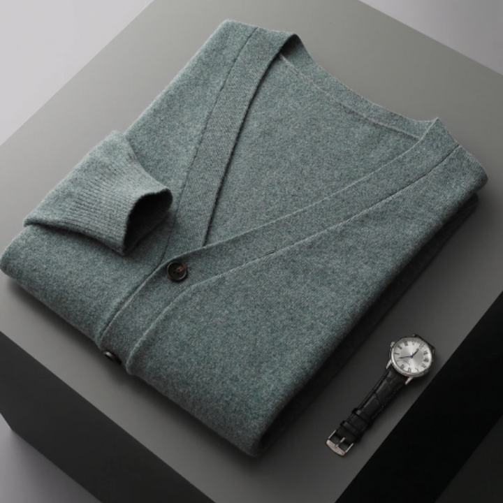 Men's V-neck button cardigan sweater