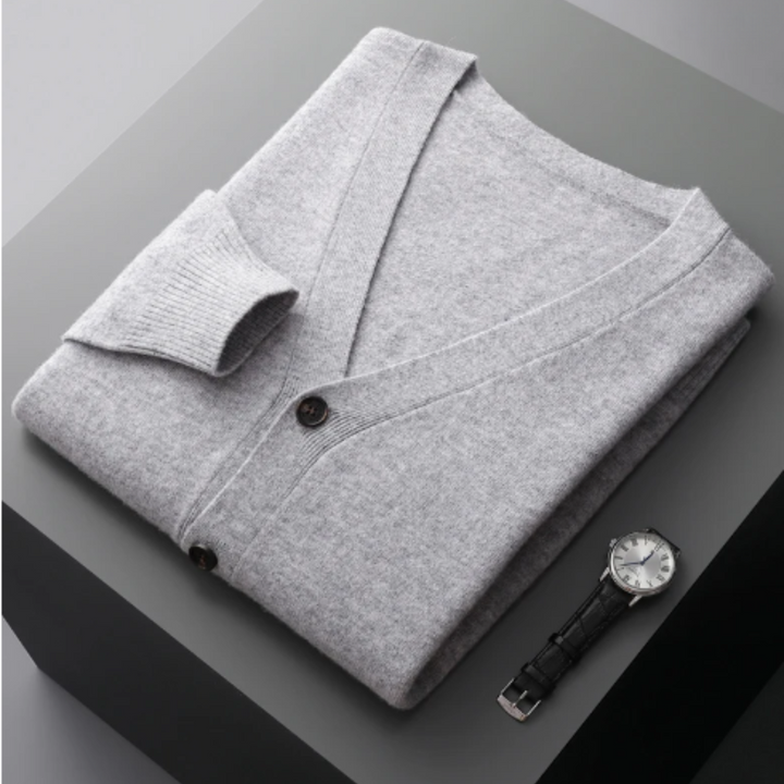 Men's V-neck button cardigan sweater
