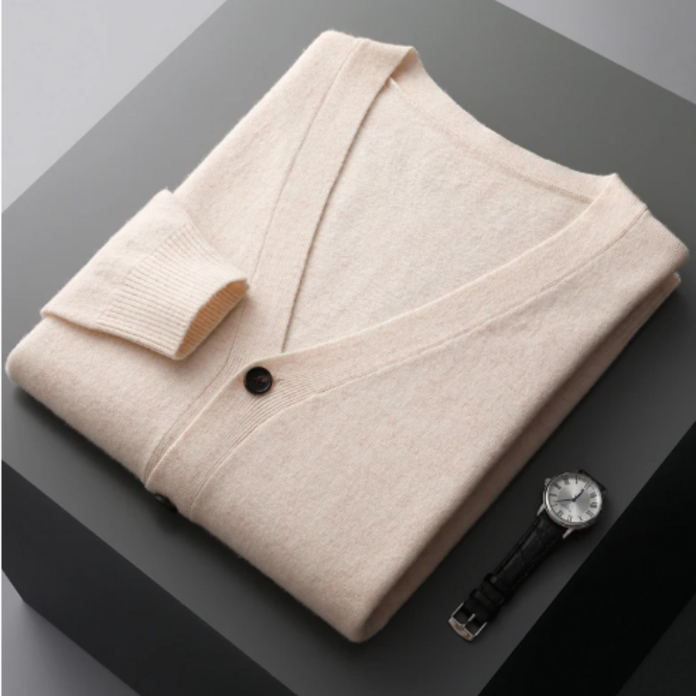 Men's V-neck button cardigan sweater