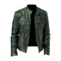Men's zip front jacket with stand collar and multiple zipped pockets
