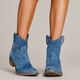 Women's western ankle boots with pull tabs, curved seams and low heels