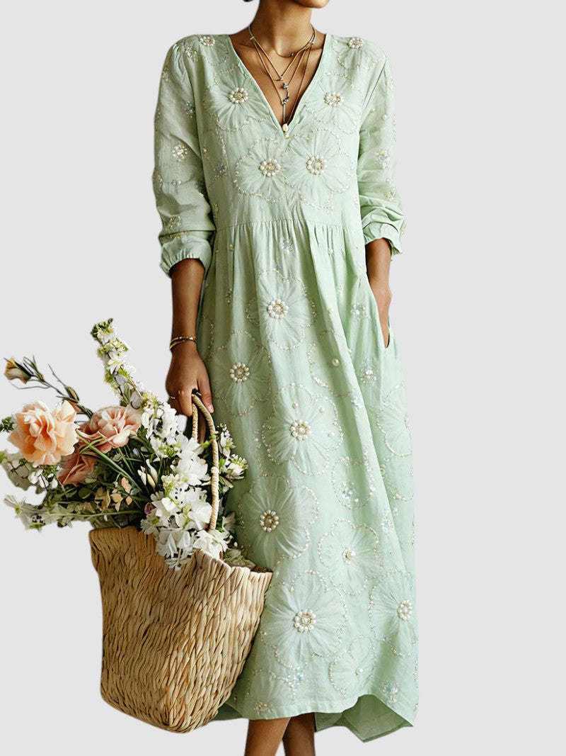 Women's Floral Midi Dress — Lightweight Print Flowing Summer Midi Dress