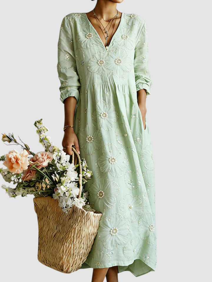 Women's Floral Midi Dress — Lightweight Print Flowing Summer Midi Dress