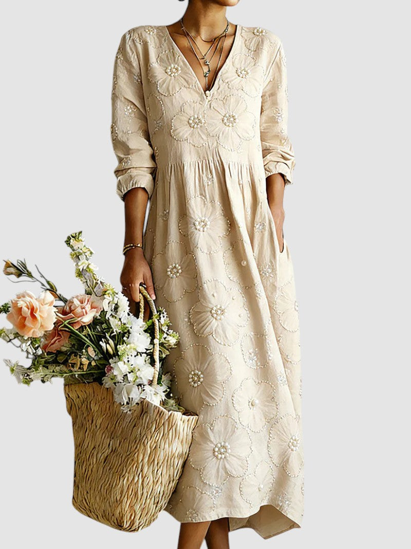 Women's Floral Midi Dress — Lightweight Print Flowing Summer Midi Dress
