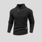 Men's textured mock neck sweater with button placket and long sleeves