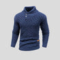 Men's textured mock neck sweater with button placket and long sleeves