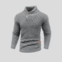 Men's textured mock neck sweater with button placket and long sleeves