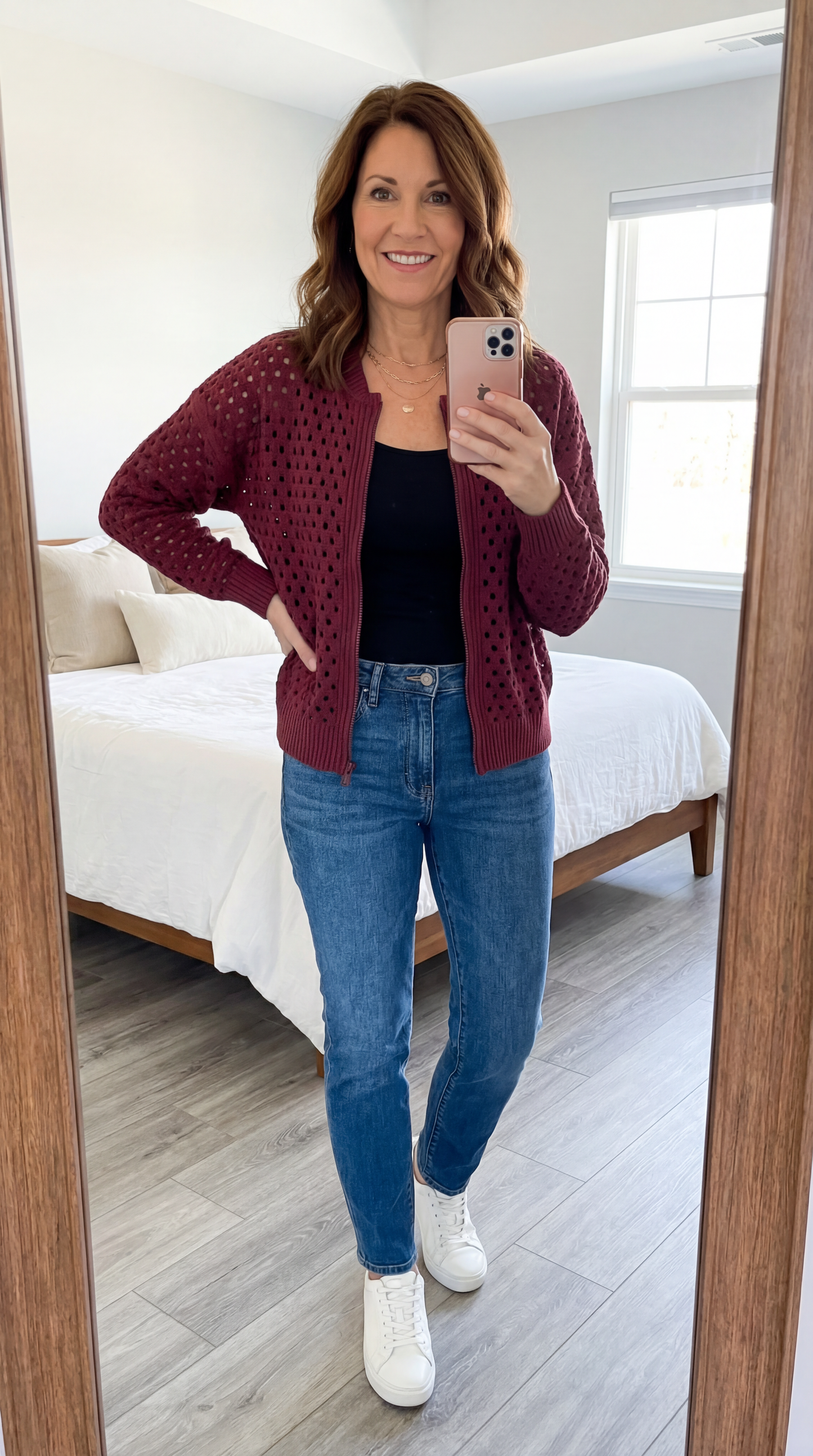 Seraphina Open Knit Zip Up Cardigan