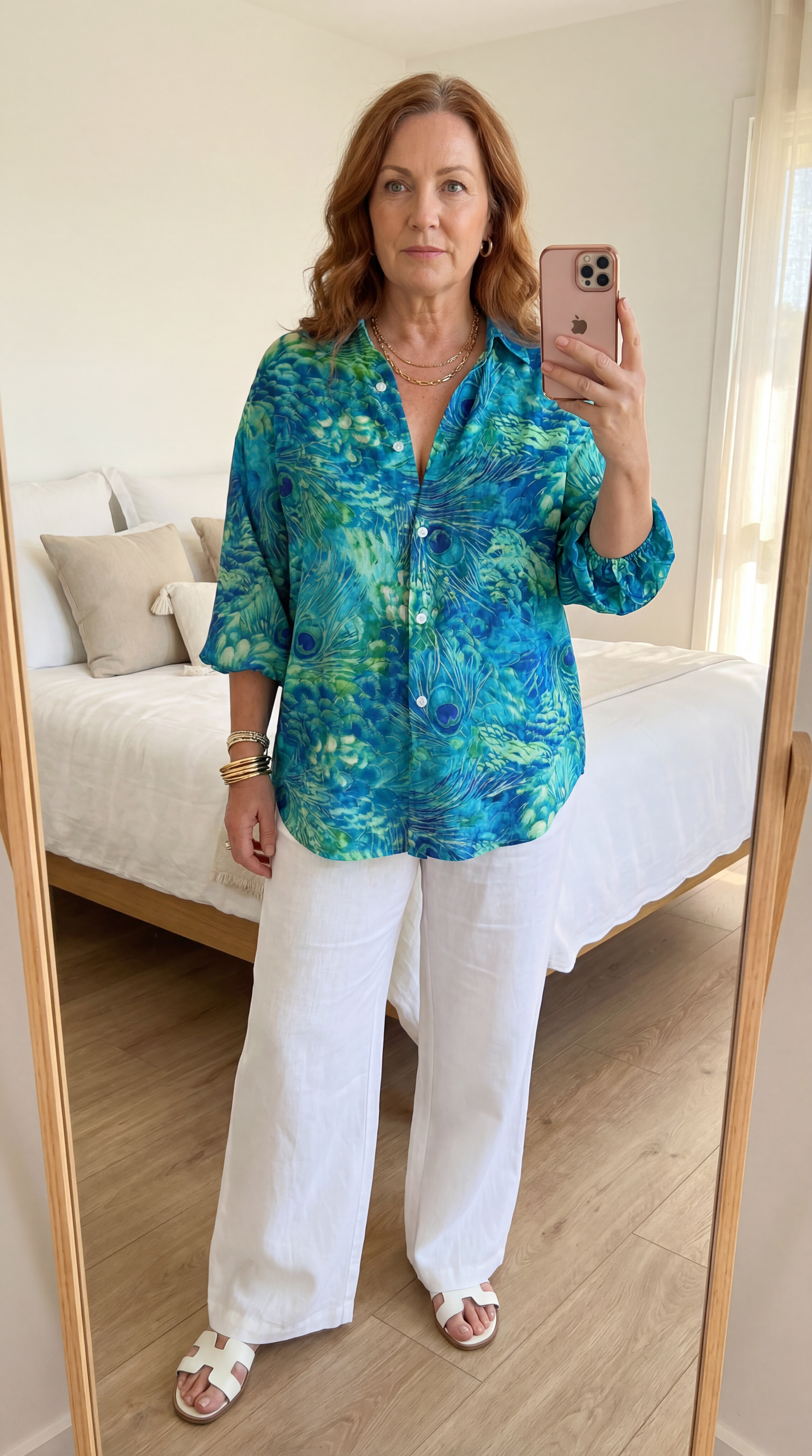 Lyra Printed Button Down Blouse