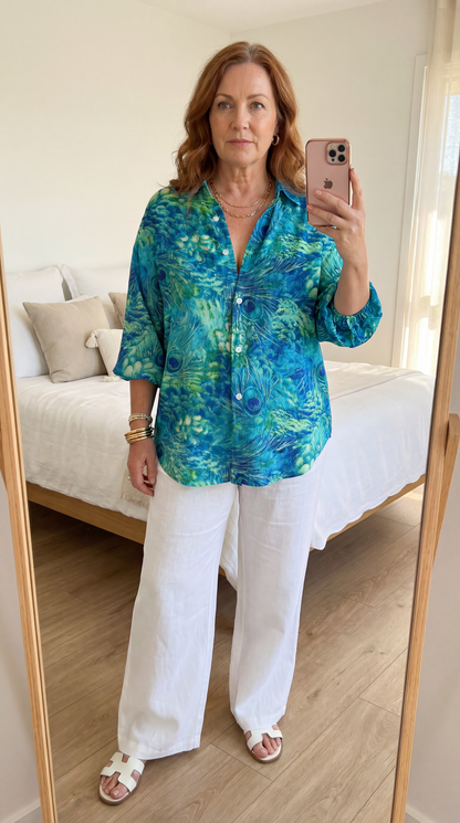 Lyra Printed Button Down Blouse