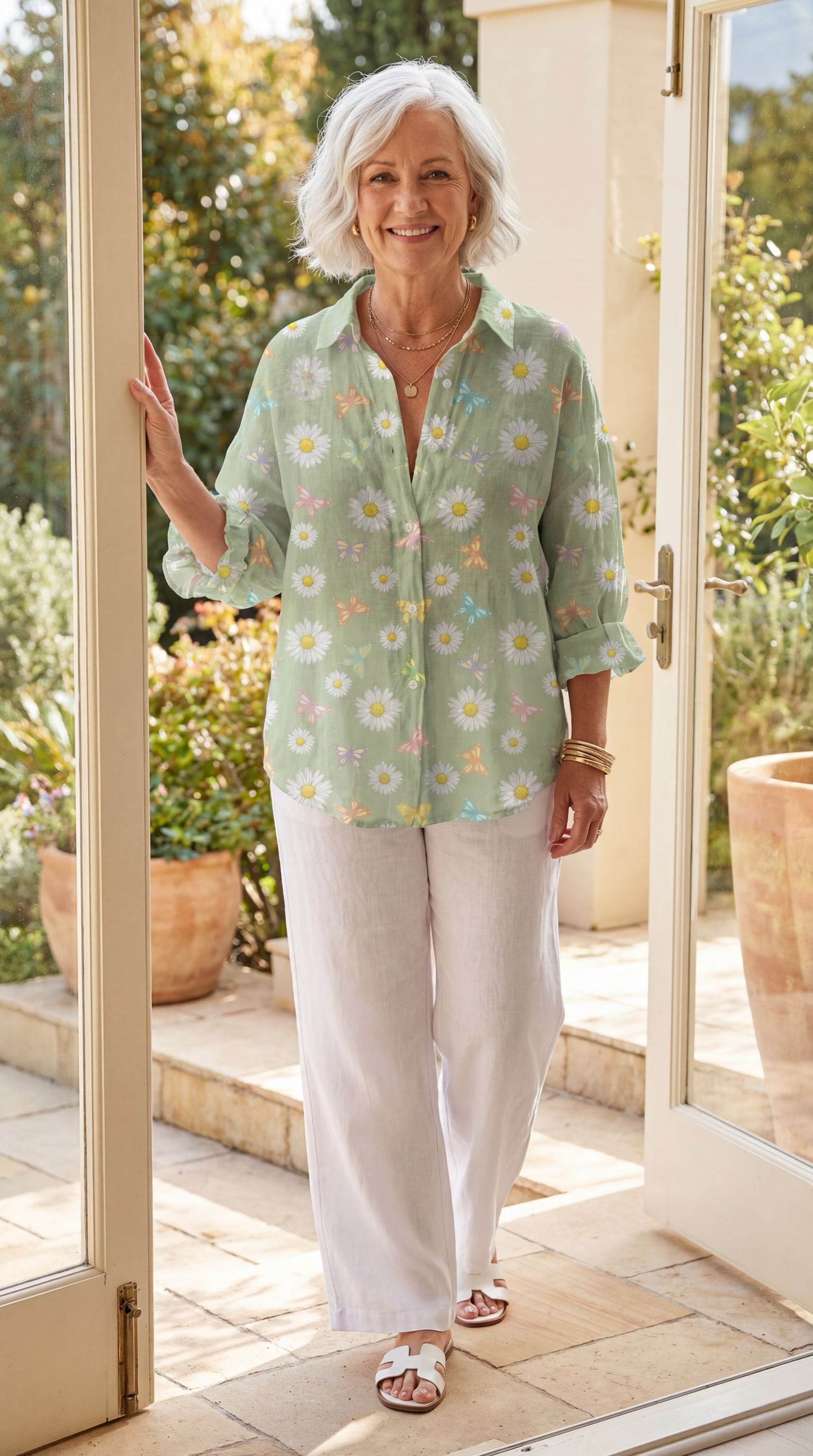 Lyra Printed Button Down Blouse