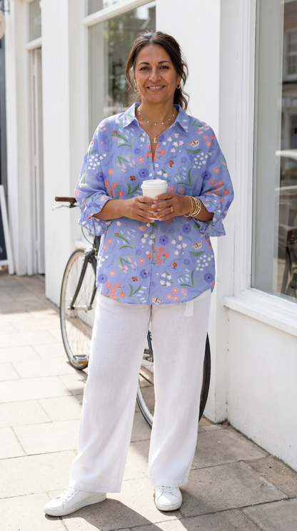 Lyra Printed Button Down Blouse