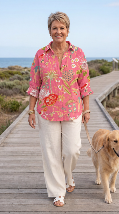 Lyra Printed Button Down Blouse