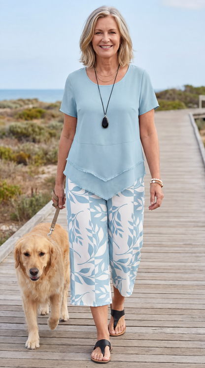 Evangeline Leaf Print Two-Piece Set