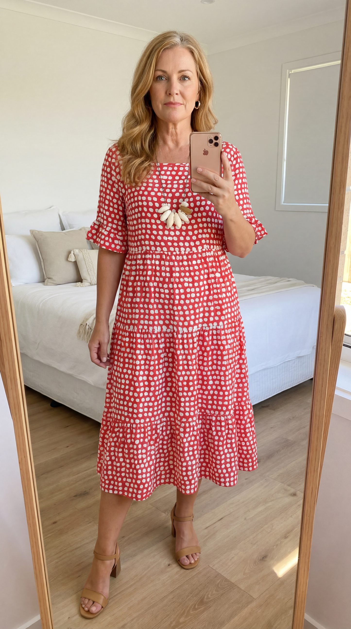 Maddie Printed Tiered Midi Dress