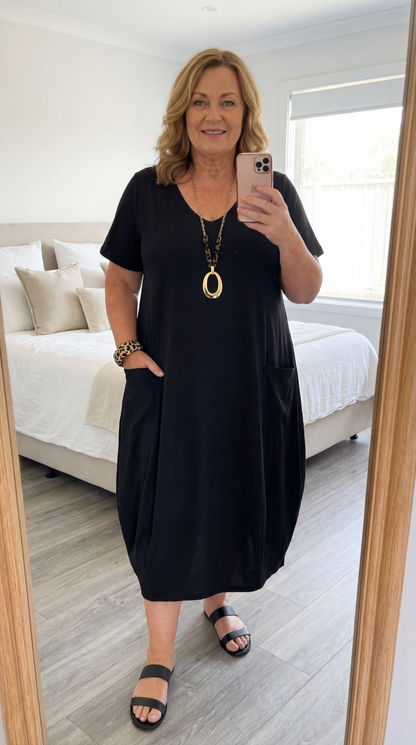 Elodie Casual Cotton Midi Dress