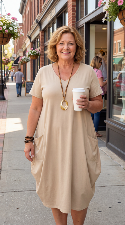 Elodie Casual Cotton Midi Dress