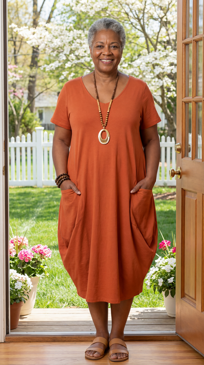 Elodie Casual Cotton Midi Dress