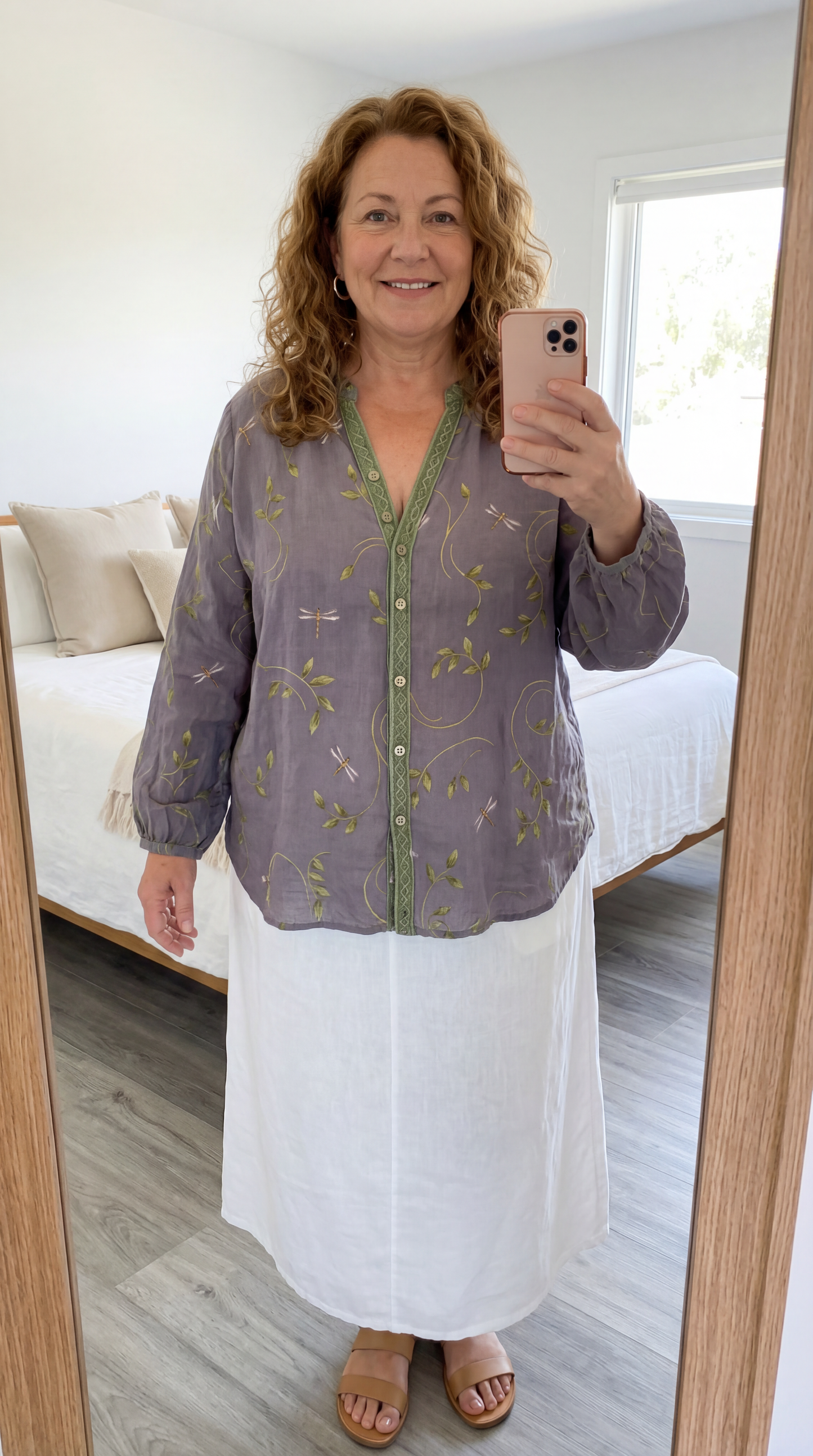 Adeline Printed Long Sleeve Button-Up Shirt