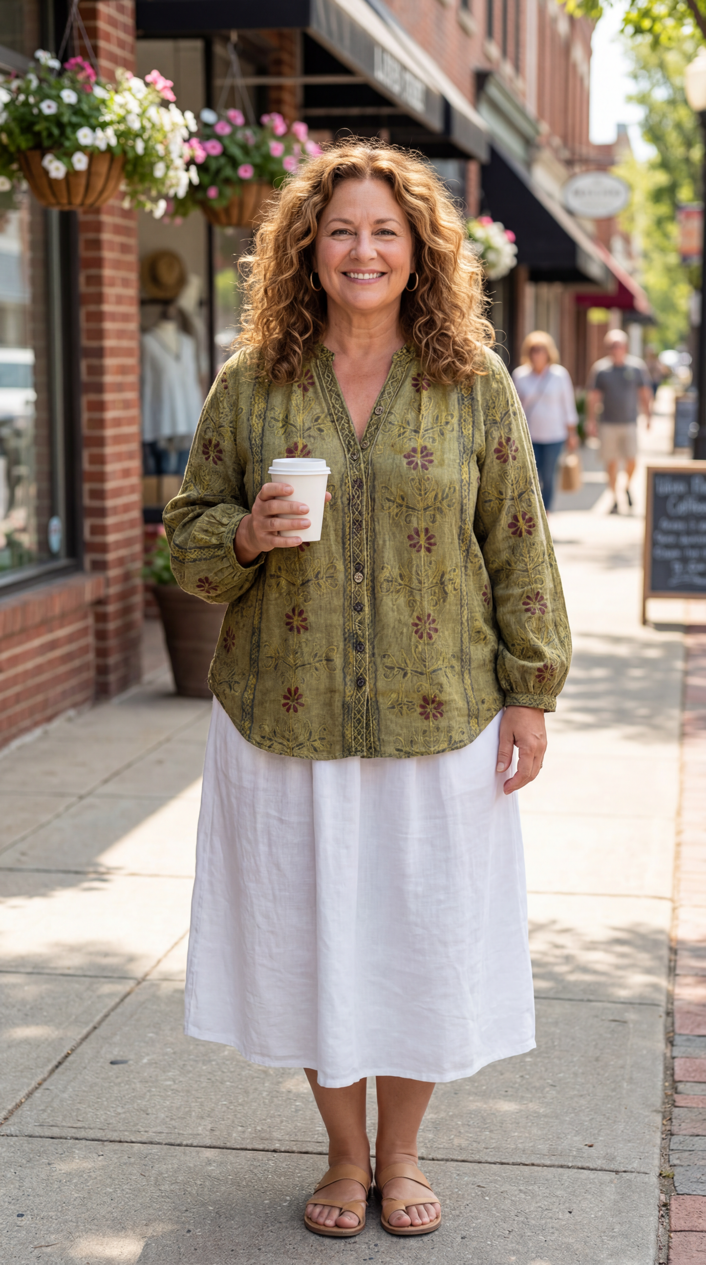 Adeline Printed Long Sleeve Button-Up Shirt