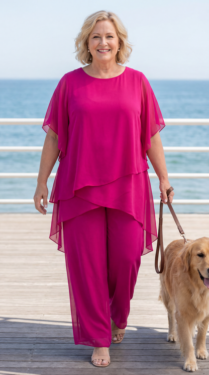 Zephyra Draped Palazzo Two Piece Set