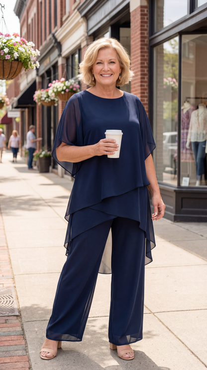 Zephyra Draped Palazzo Two Piece Set