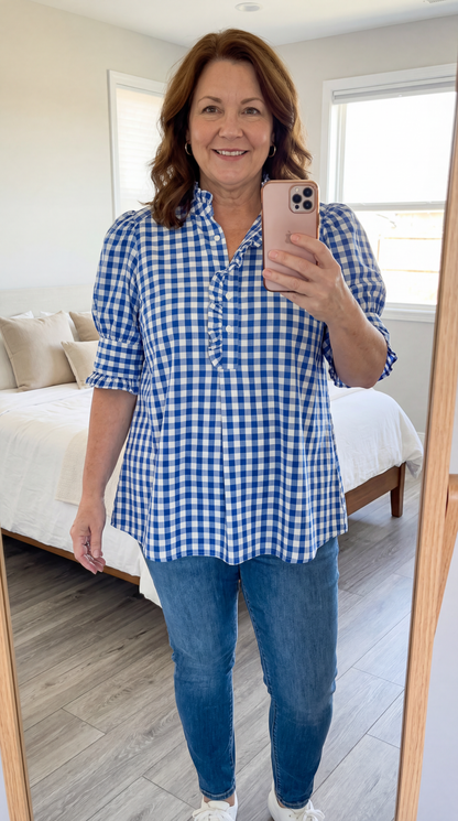 Paloma Gingham Ruffle Blouse