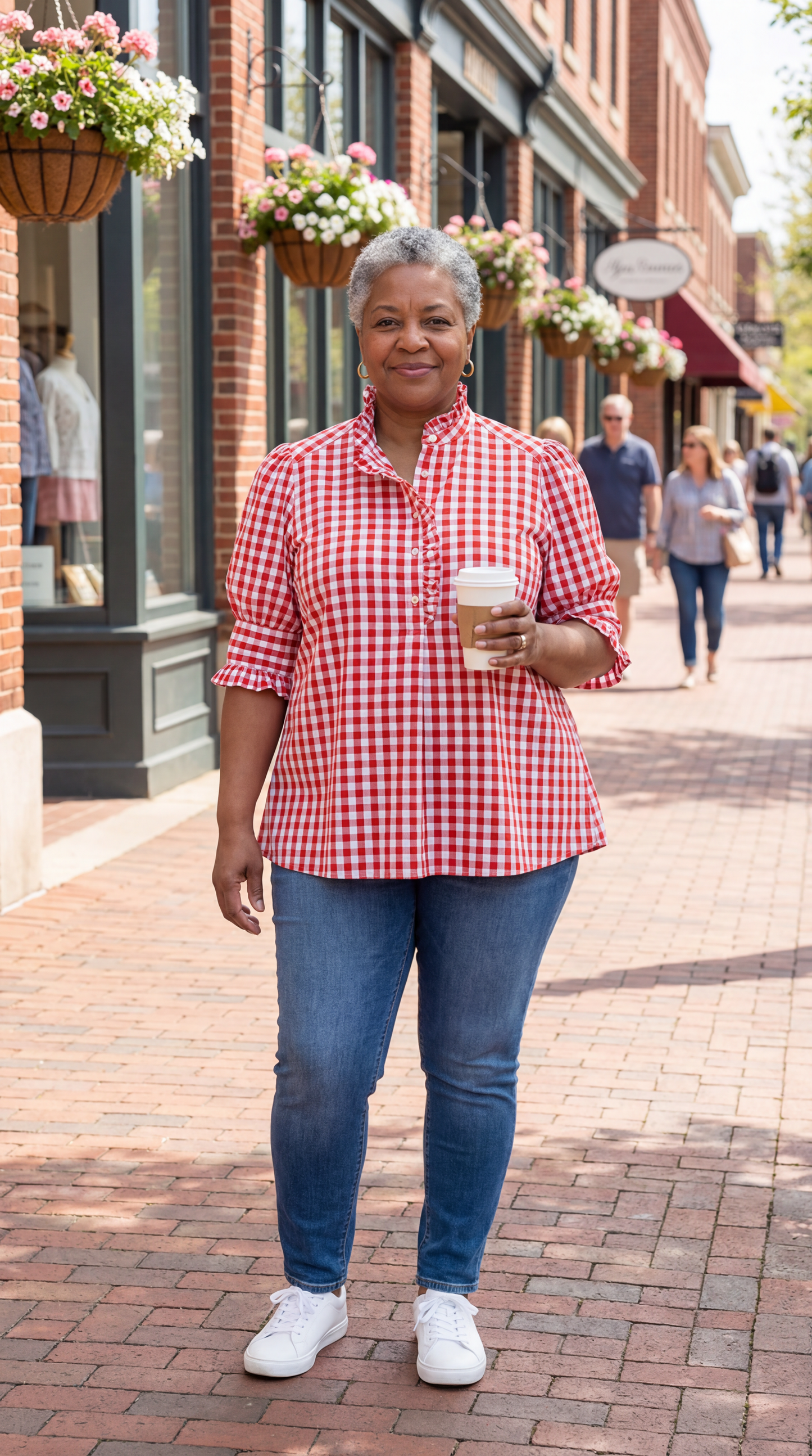 Paloma Gingham Ruffle Blouse