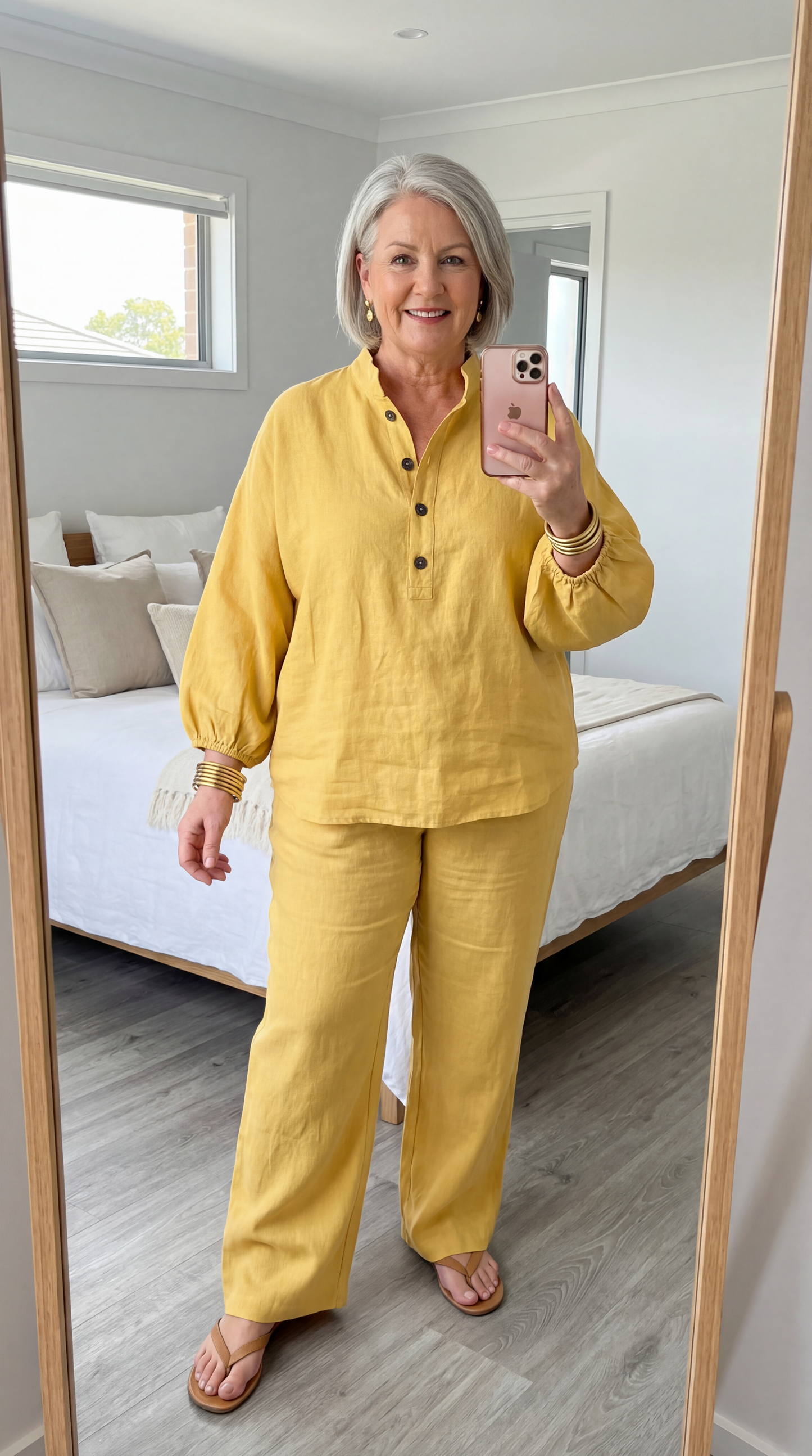 Anya Button Front Wide Leg Two-Piece Set