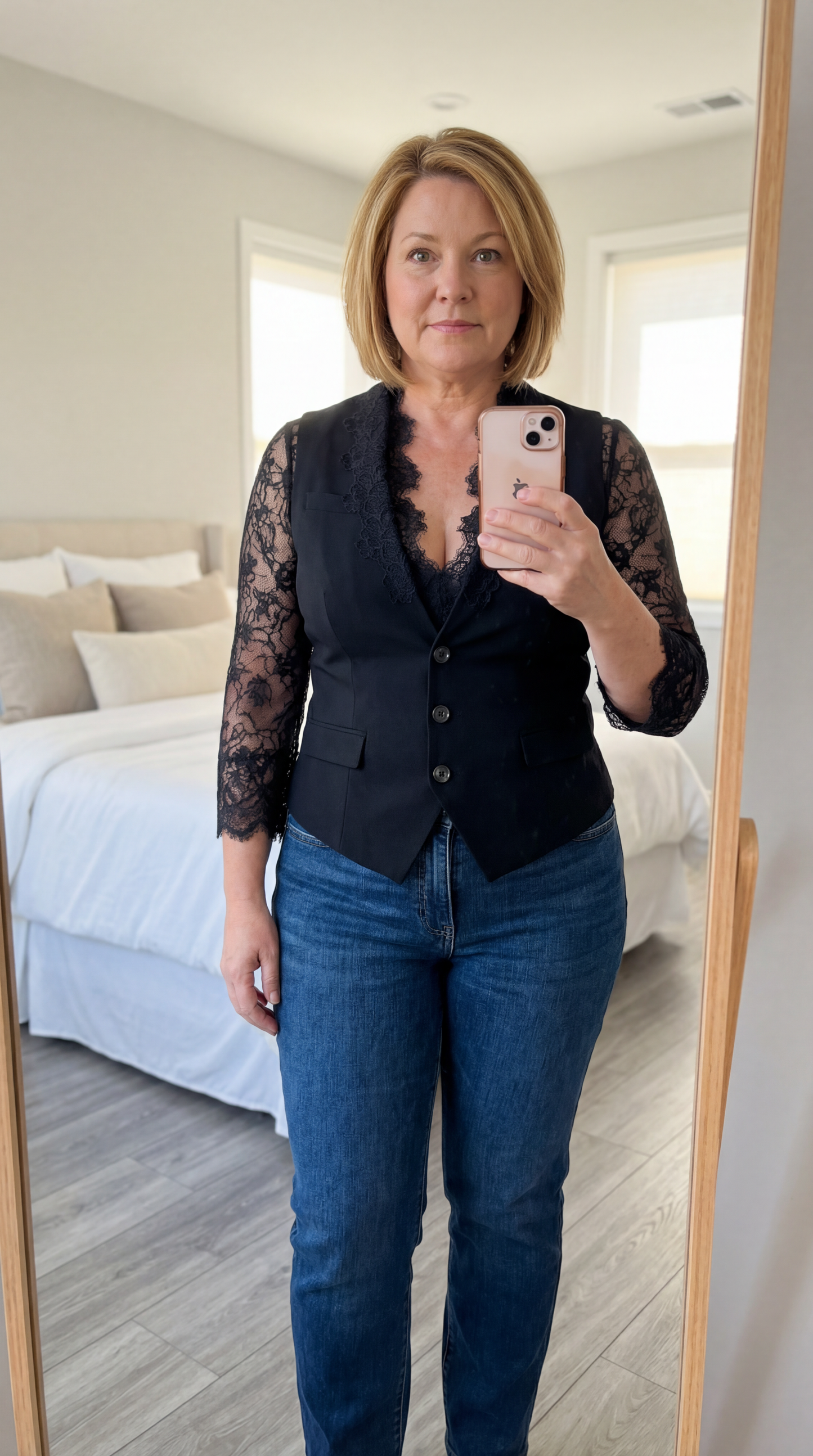 Celeste Elegant Lace Panel Vest Top