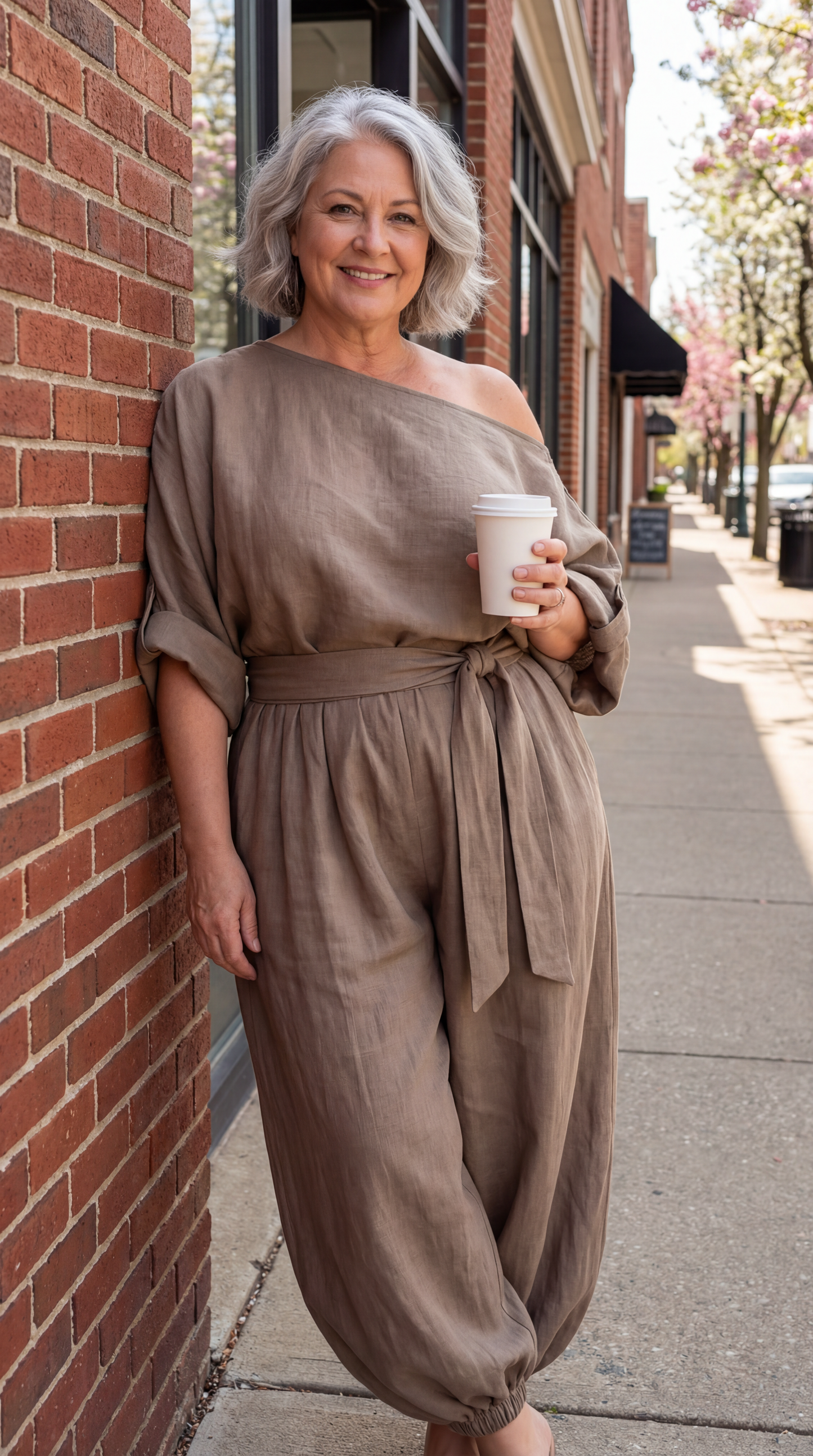 Evadne Elegant One-Shoulder Two-Piece Set